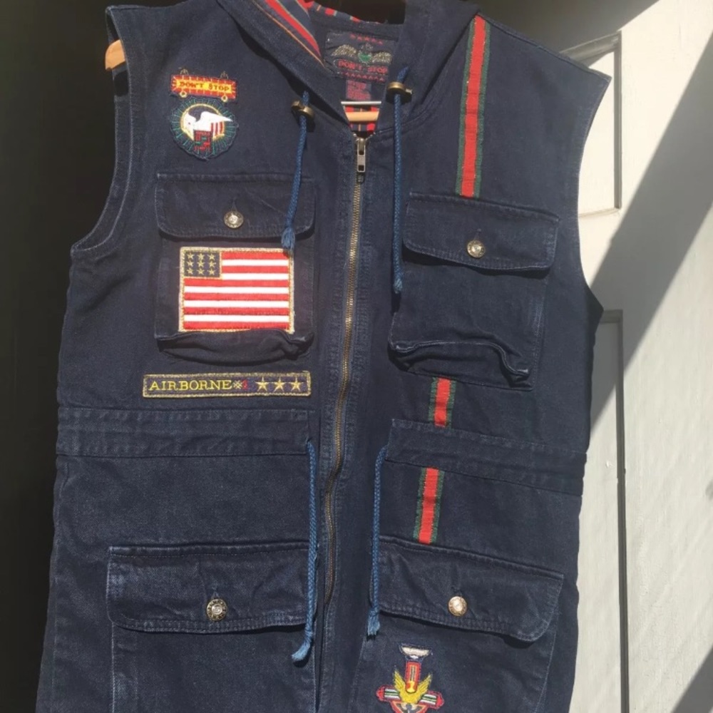 Vintage Don'tStop Heavy Jeans Vest MilitaryPatches